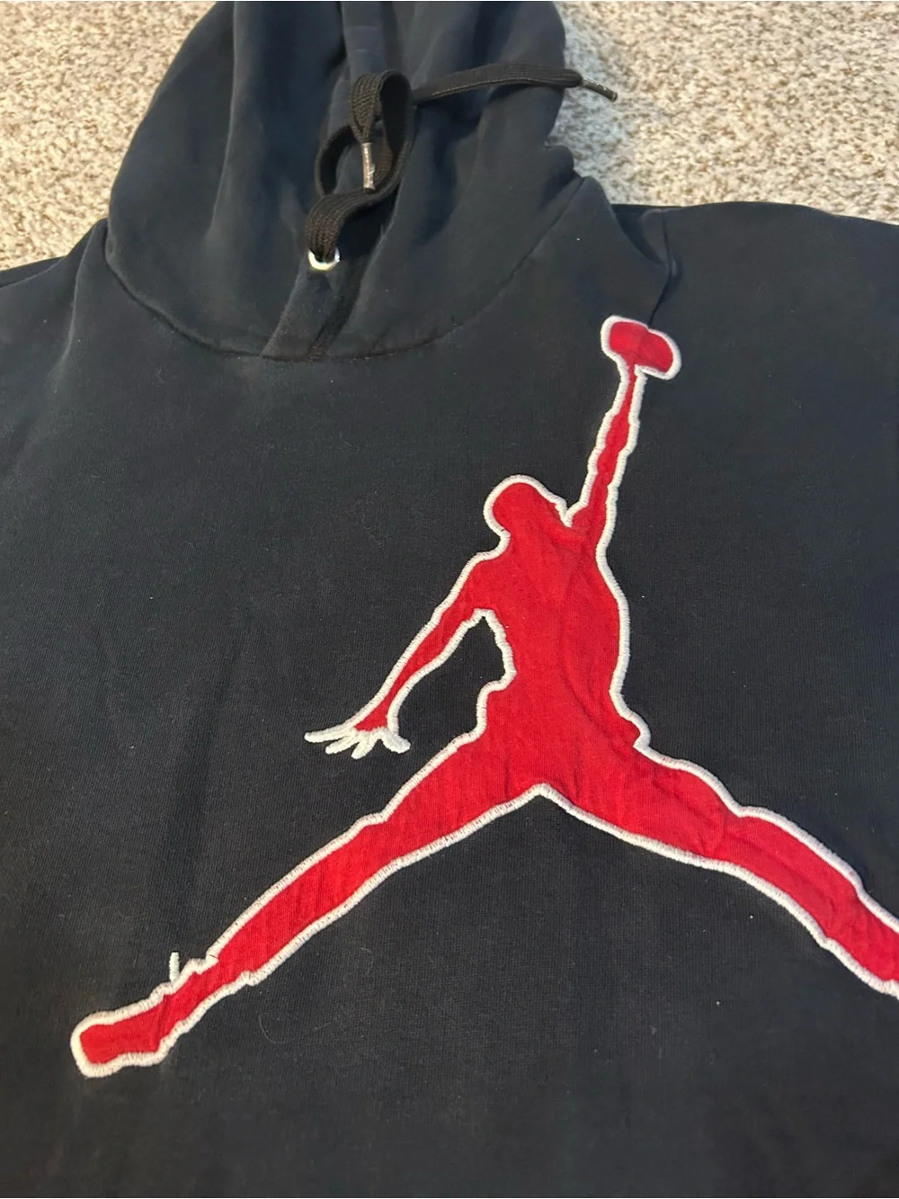 Jordan Black Pullover Hoodie with Red Jumpman
